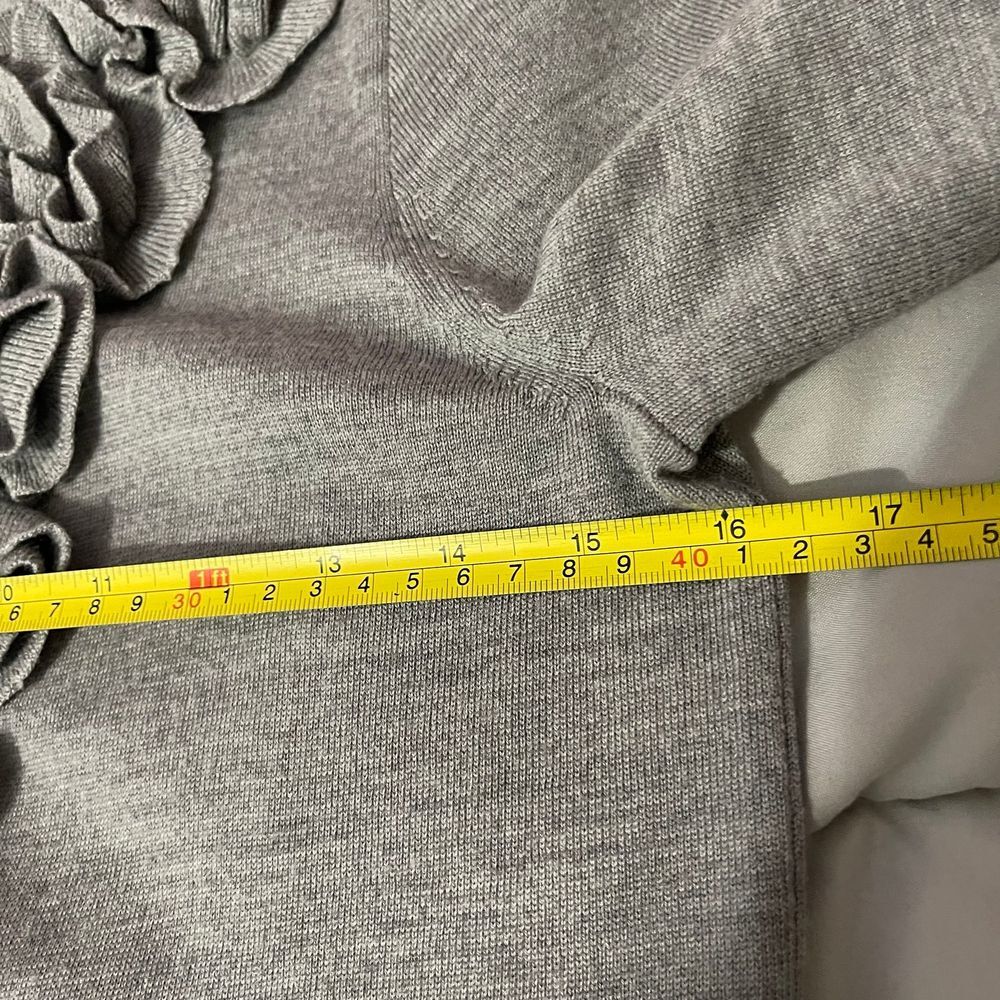 J. Crew Gray Ruffle-Front Cardigan - Picture 7 of 9